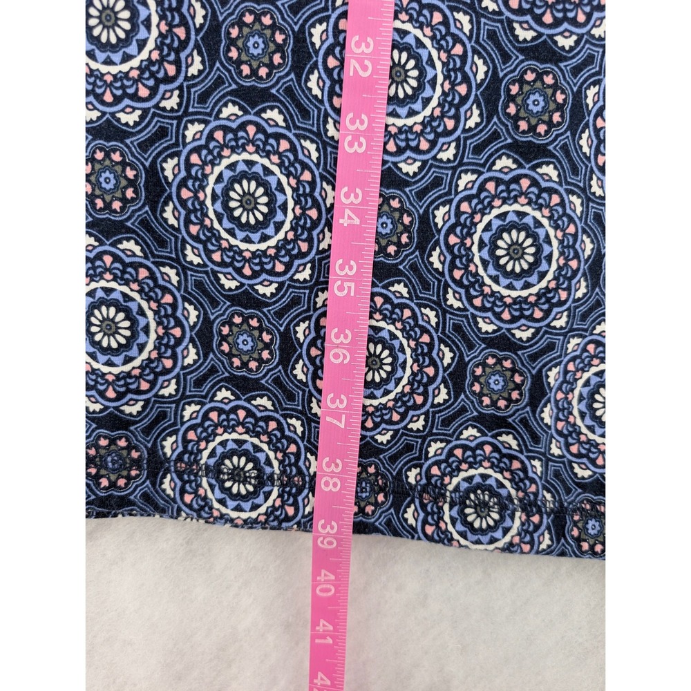 T by Talbots Dress Womens S Blue Medallion Print Cap Sleeve Pocket Jersey Sheath - Picture 12 of 12